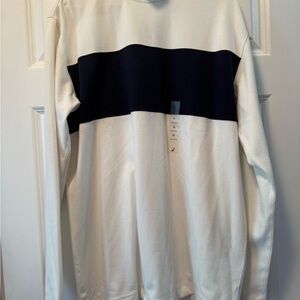 Nautica Cream and Navy Crewneck Sweater with Classic Design